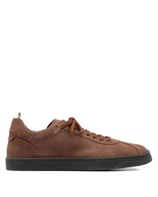 Officine Creative Brown Karma Lace-Up Suede Sneakers