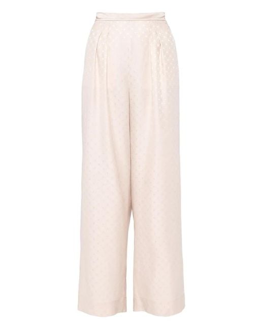 Eres White Splendeur Pleated Geometric-Pattern Trousers