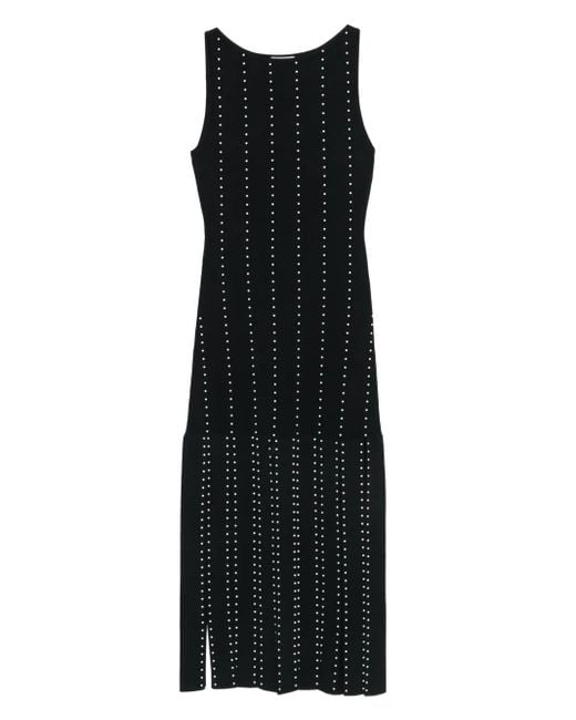 Sandro Black Pearl-Embellished Sleeveless Maxi Dress