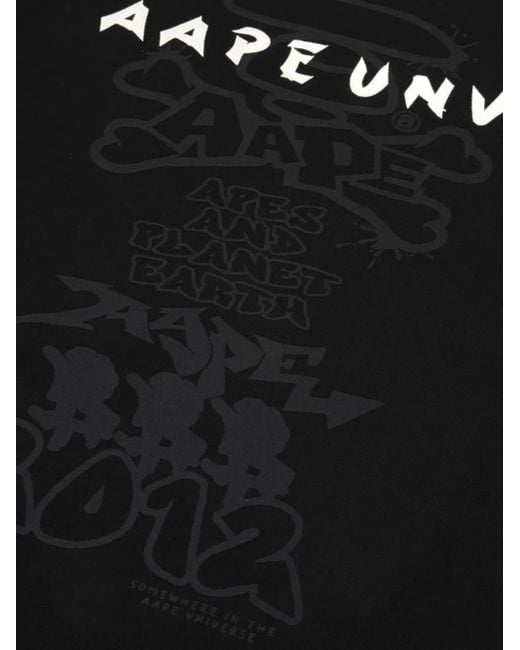 T-Shirt A Maniche Lunghe Con Logo di Aape By A Bathing Ape in Black da Uomo