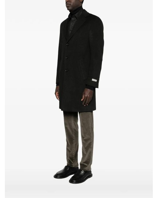 Canali Black Buttoned Coat for men