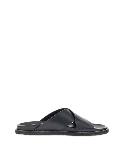 Paul & Shark Blue Cross-Strap Leather Sandals for men