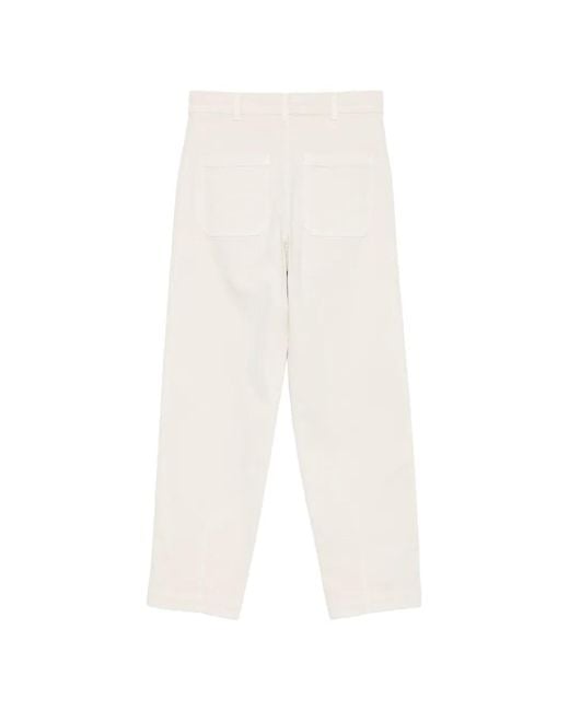 Eleventy White Belt-Loop Trousers