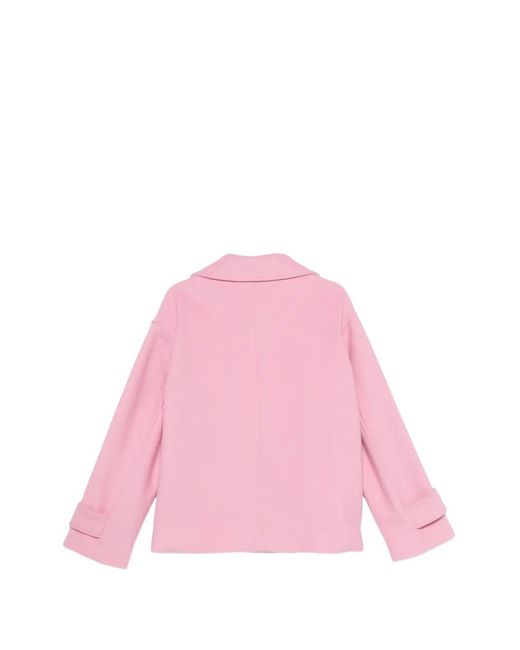 MSGM Pink Notch-Lapel Double-Breasted Coat