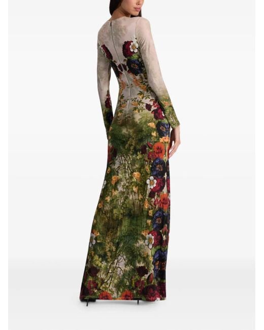 Abito Lungo Delora A Fiori di Alice + Olivia in Multicolor