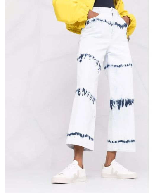 Stella McCartney White Tie-Dye Cropped Jeans