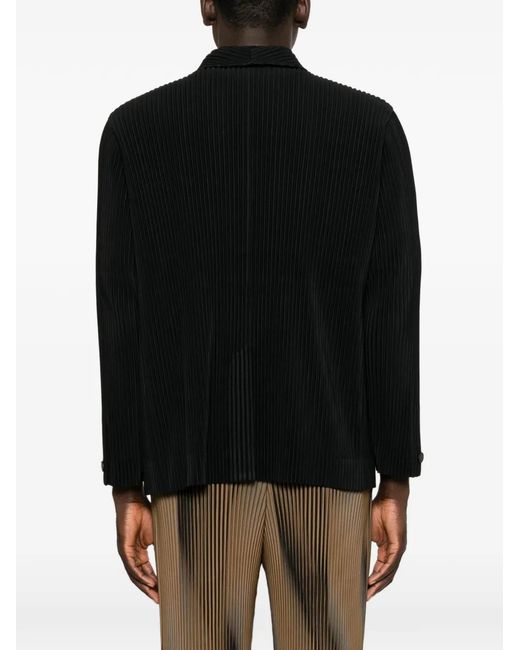 Homme Plissé Issey Miyake Black Pleated Notch-Lapel Blazer for men