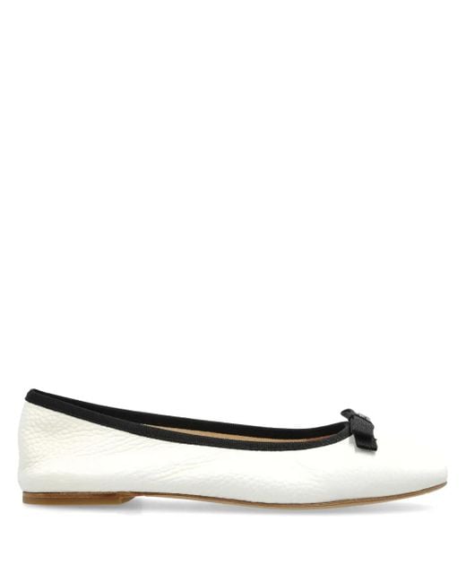 Casadei White Leather Ballet Flats