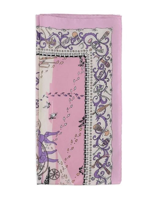 Ferragamo Pink Abstract-Pattern Scarf