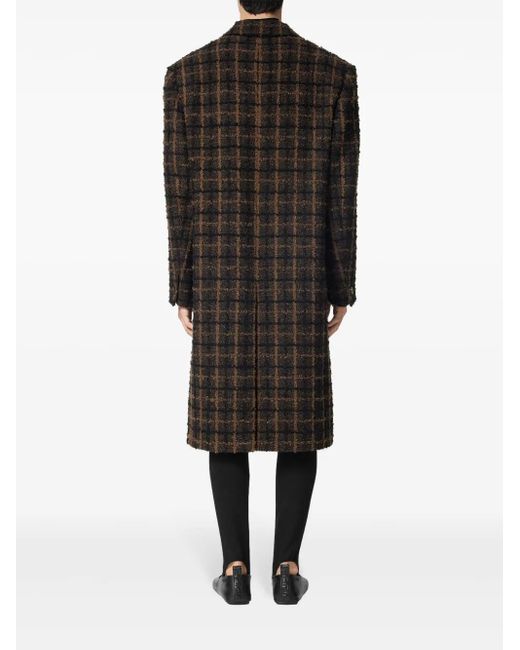 Versace Black Checked Midi Coat for men