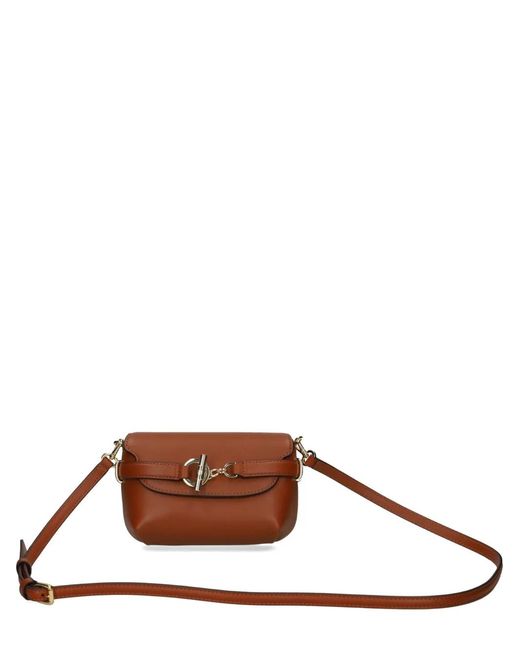 Ralph Lauren Brown Buckle-Detail Leather Crossbody Bag
