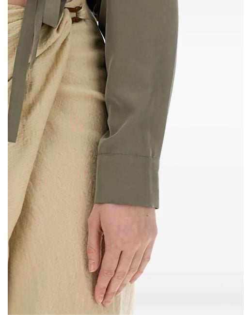 Alysi Green Ruffle-Detail Wrap Top