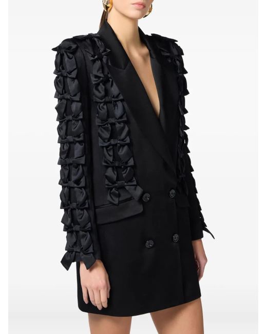 Elisabetta Franchi Black Ruffle-Detail Double-Breasted Blazer Dress