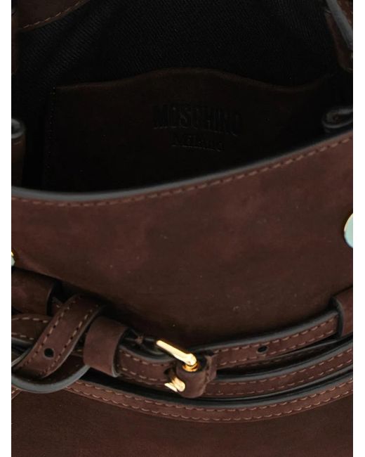 Moschino Black Small Tie Me Nubuck Tote Bag