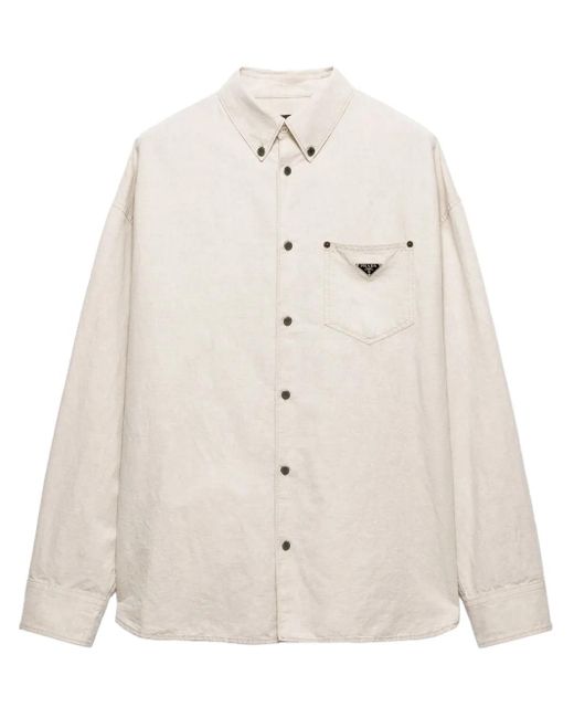 Prada Chambray Overhemd in het Natural voor heren