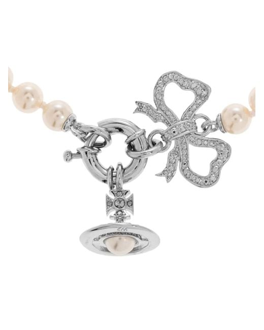 Vivienne Westwood White Pearl Bow Bracelet