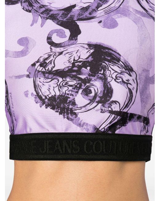 Versace Purple Cropped-Top mit Barock-Print