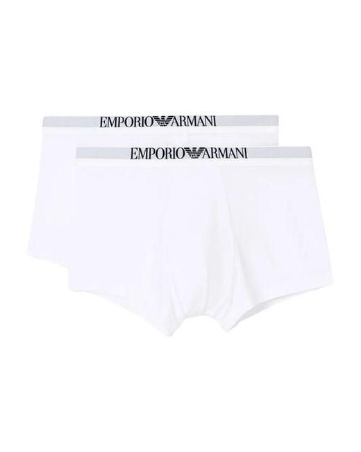 Emporio Armani White Logo-Waistband Boxers (Set Of Two) for men