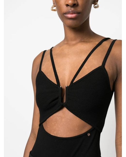Nissa Black Cut-Out Double-Strap Top