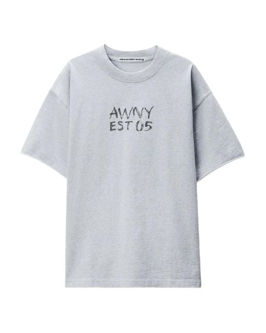 Alexander Wang Gray T-Shirt mit Logo-Print