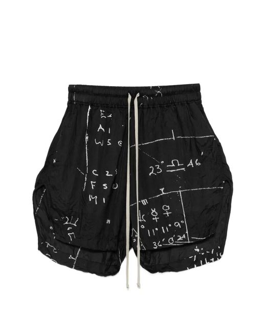 Rick Owens Black Boxer Shorts With Drawstring Waist And Slits