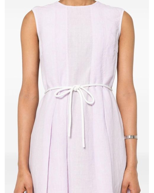 Peserico Pink Pleat-detail Linen Midi Dress