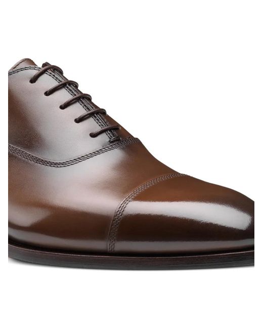 Santoni Brown Leather Oxford Shoes for men