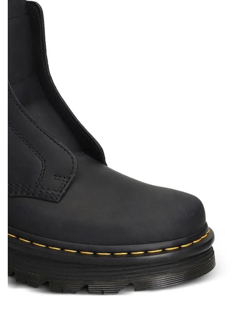 Dr. Martens Black Zebzag Laceless Leather Ankle Boots