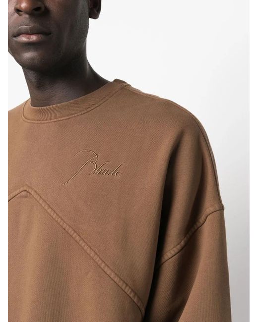 Rhude Brown Logo-Embroidered Oversize Jumper for men