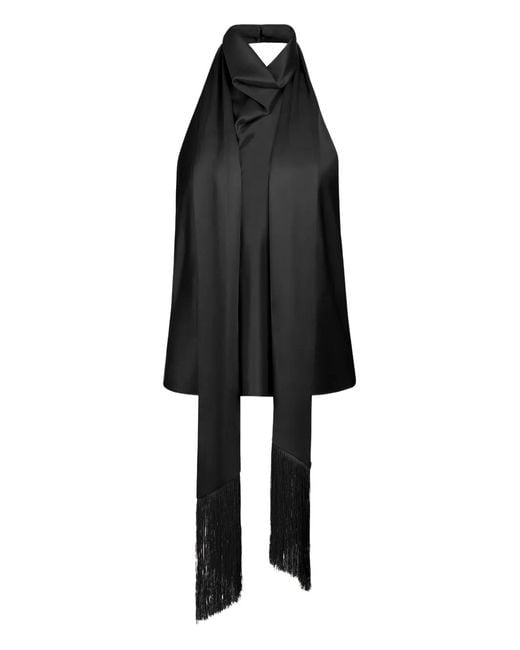 Nina Ricci Black Halterneck Fringed Top