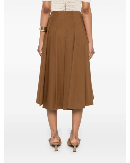 Semicouture Brown Pleated Midi Skirt
