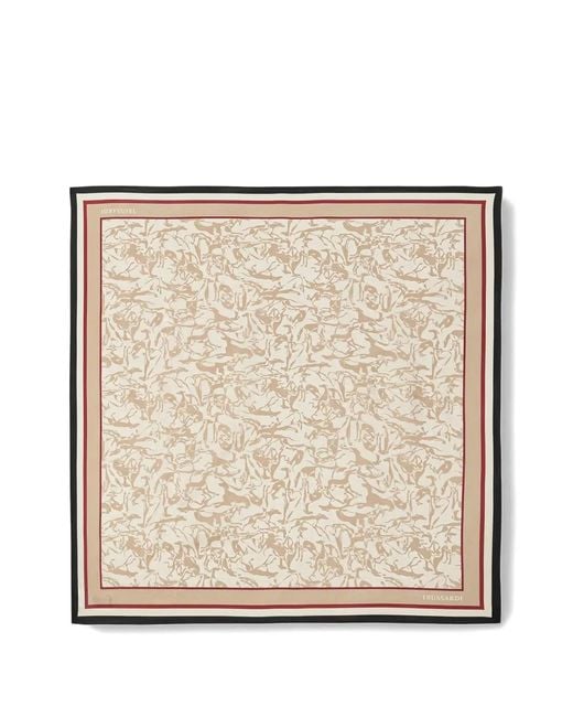 Trussardi Natural Greyhound-Print Silk Scarf