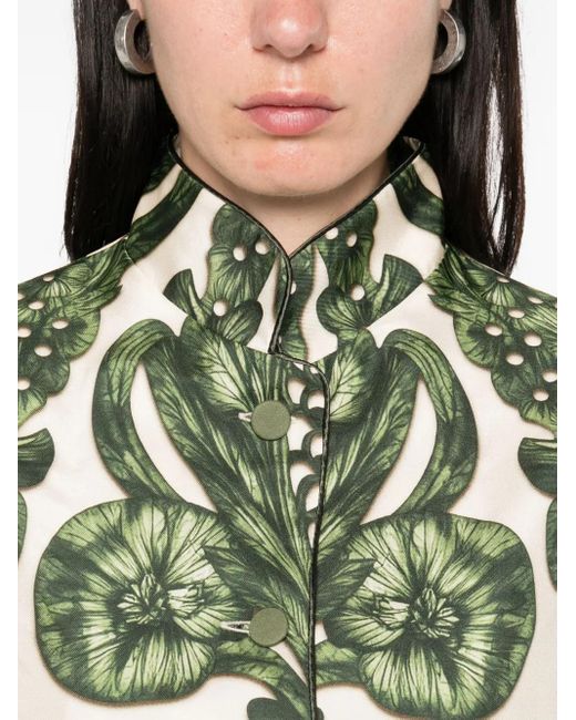 F.R.S For Restless Sleepers Green Seidenhemd mit Blumen-Print