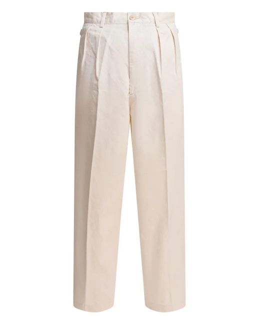 Kapital White Pleated Studded-Detail Pocketed Straight-Leg Trousers for men