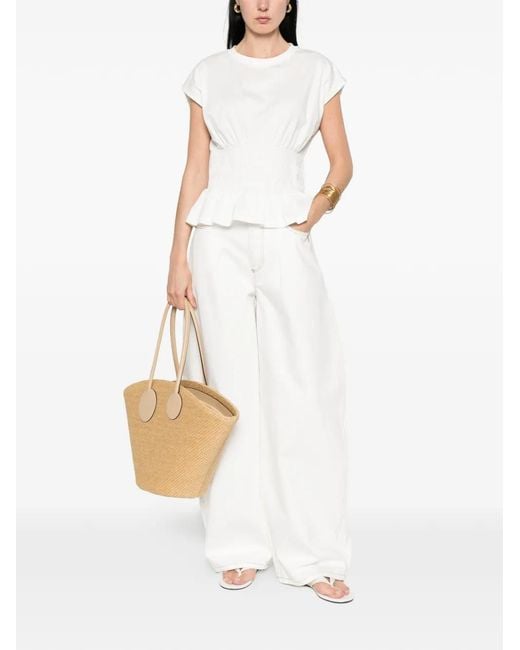 Maje White Ruffled T-Shirt