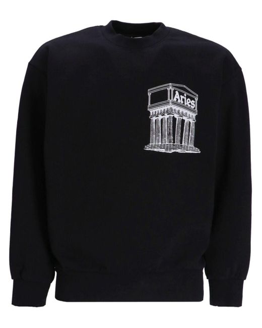 Aries Mega Temple Sweatshirt mit rundem Ausschnitt in Black für Herren