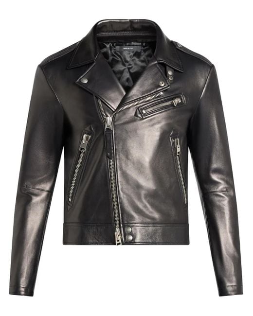 Tom Ford Black Leather Biker Jacket for men