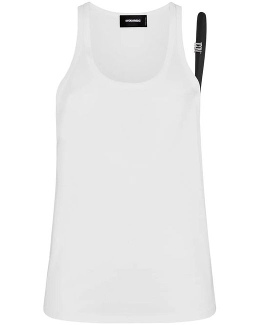 DSquared² White Icon Strap-Detailed Tank Top for men