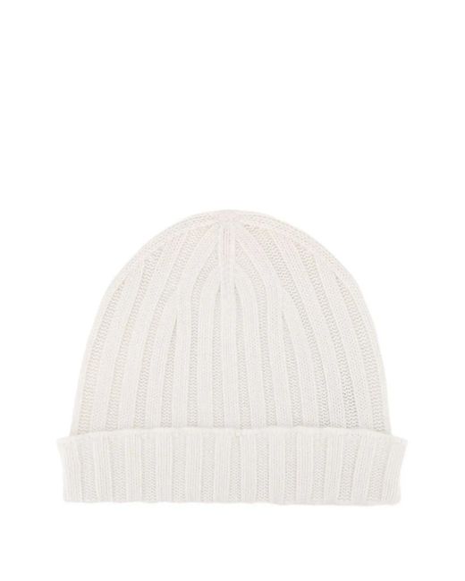 FILIPPO DE LAURENTIIS White Ribbed Beanie for men