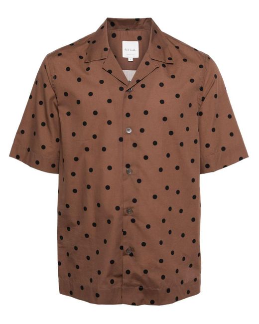 Paul Smith Brown Polka Dot-print Cotton Shirt for men