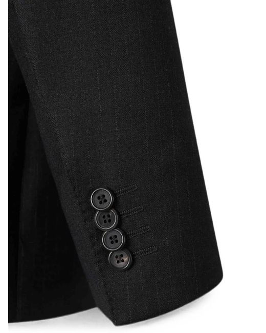 Canali Black Pinstripe-Pattern Single-Breasted Suit for men