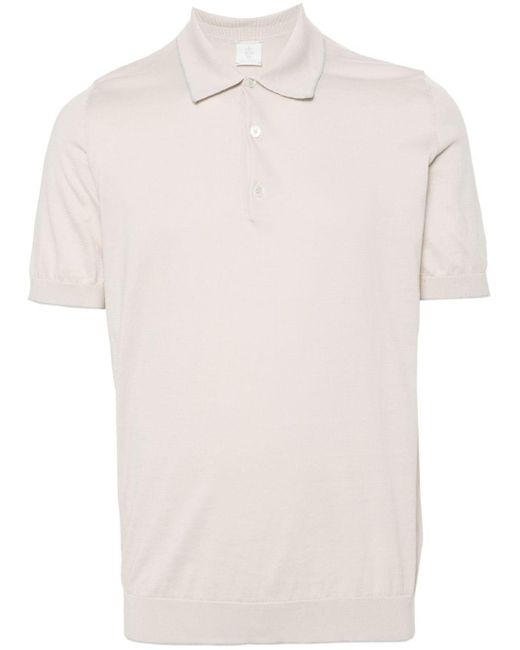 Eleventy Fine-ribbed Polo Shirt in het White voor heren