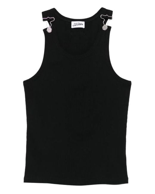 Jean Paul Gaultier Black Ribbed-Knit Embellished Vest for men
