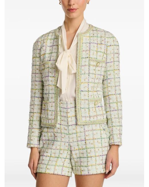 WEILL PARIS White Braided-Trim Tweed Jacket