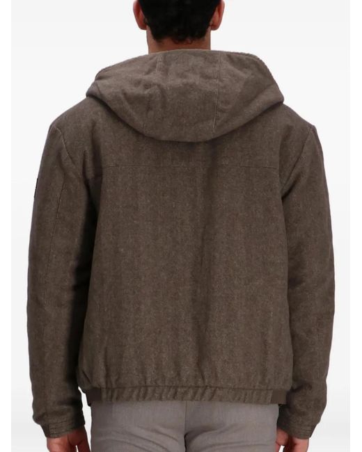 Boss Brown Logo-Patch Hooded Jacket for men