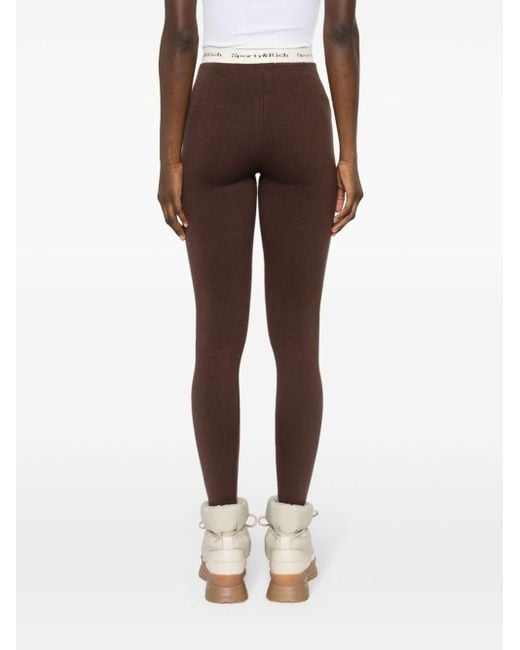 Sporty & Rich Brown Logo-waistband Knitted leggings