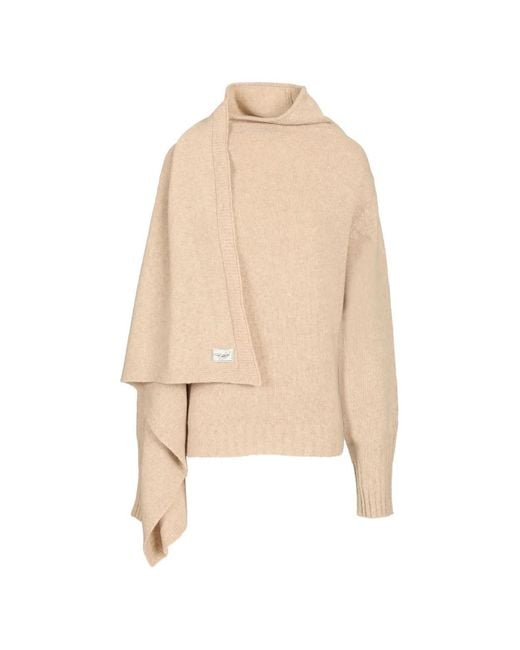 The Attico Natural Asymmetrical Cape-Panel Sweater