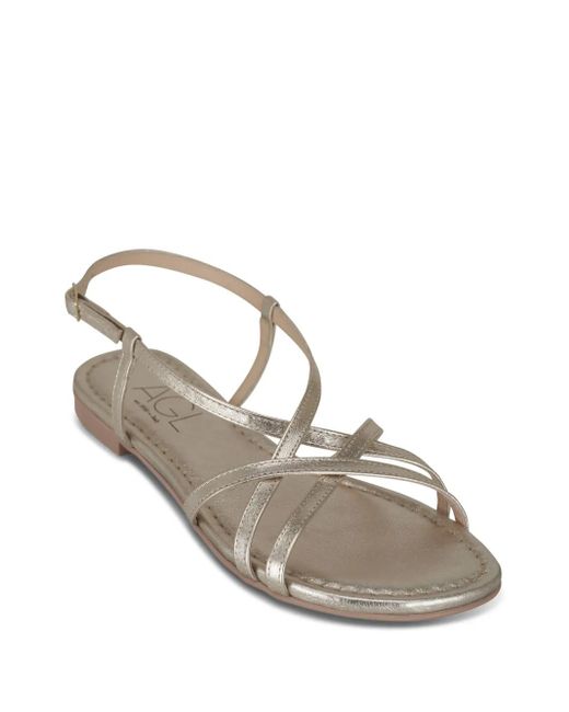Agl Attilio Giusti Leombruni Metallic Slingback Leather Sandals