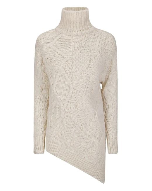 Pull En Maille Torsadée À Col Montant Stefano Mortari en coloris White