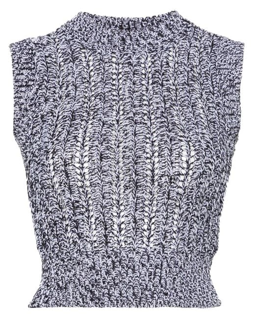 Peserico Blue Sequined Cropped Knitted Top